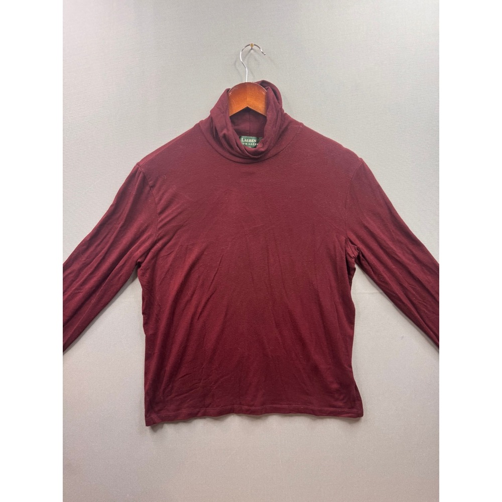 Lauren Ralph Lauren Womens L Burgundy Turtleneck Long‎ Sleeve Knit Top Solid Red